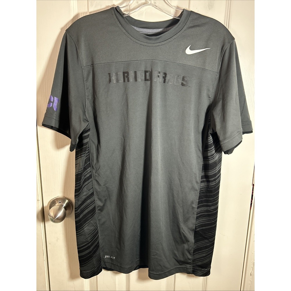 TCU Horned Frogs Shirt Mens Medium Black Nike Dri Fit Short Sleeve
